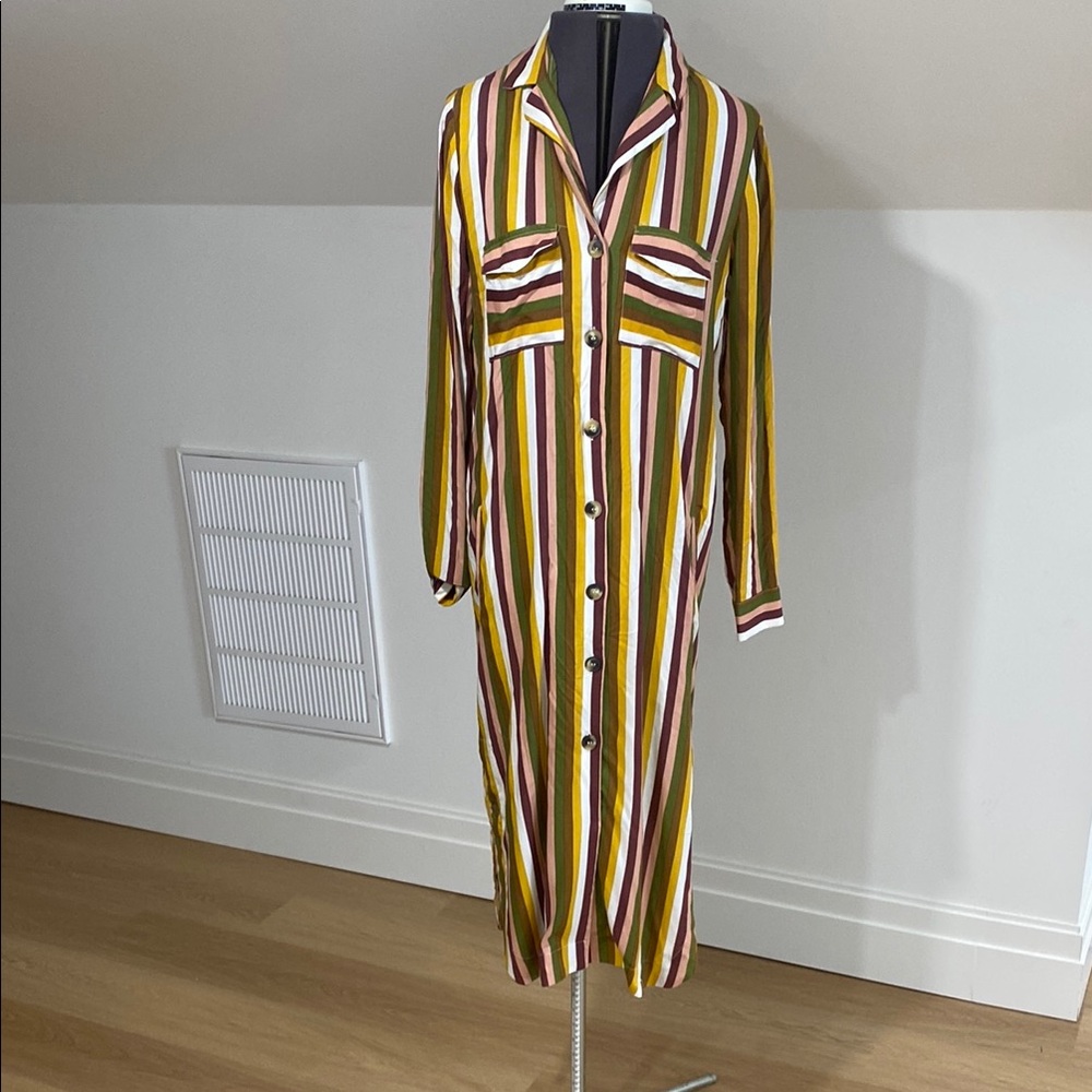 Asos/ Stradivarius Multicolor Striped Shirt-Dress